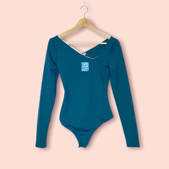 Free People Forest Green Assymetridal Body Suit - Picture 2 of 8